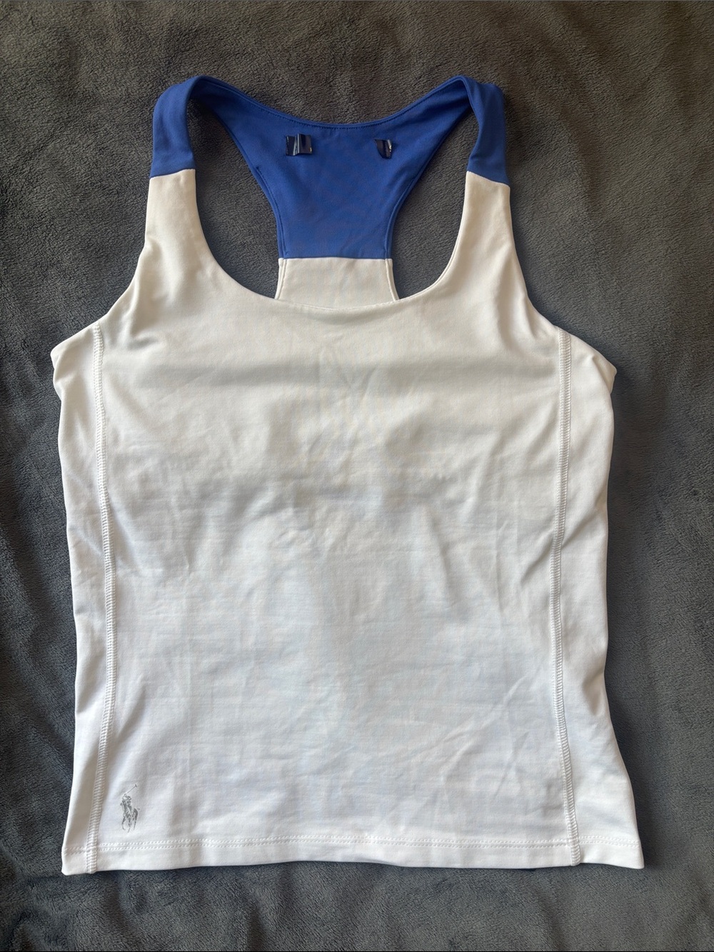 Polo Ralph Lauren White Bra Tank Top with Blue Racerback